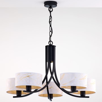 Jupiter 2104 - ARTHUR láncos csillár 5xE27/15W/230V fehér/fekete/márványmintás