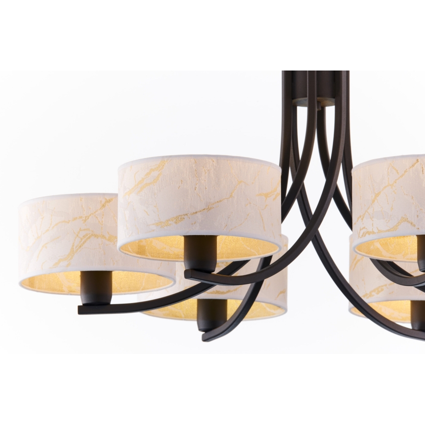 Jupiter 2105 - ARTHUR láncos csillár 6xE27/15W/230V fehér/fekete/márvány dekor