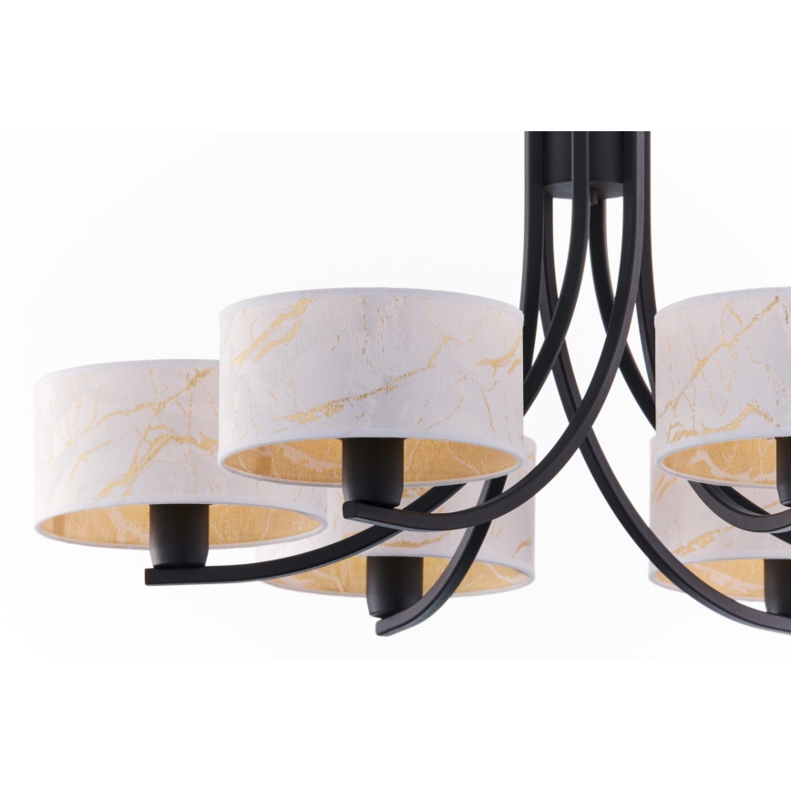 Jupiter 2105 - ARTHUR láncos csillár 6xE27/15W/230V fehér/fekete/márvány dekor