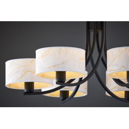 Jupiter 2105 - ARTHUR láncos csillár 6xE27/15W/230V fehér/fekete/márvány dekor
