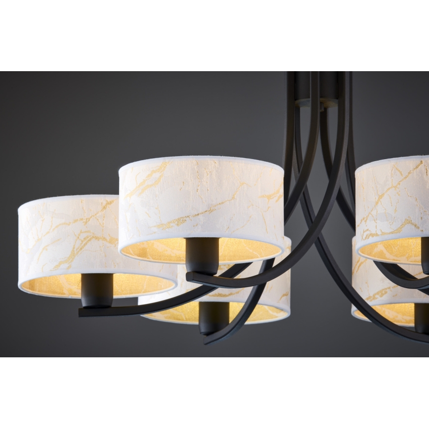 Jupiter 2105 - ARTHUR láncos csillár 6xE27/15W/230V fehér/fekete/márvány dekor