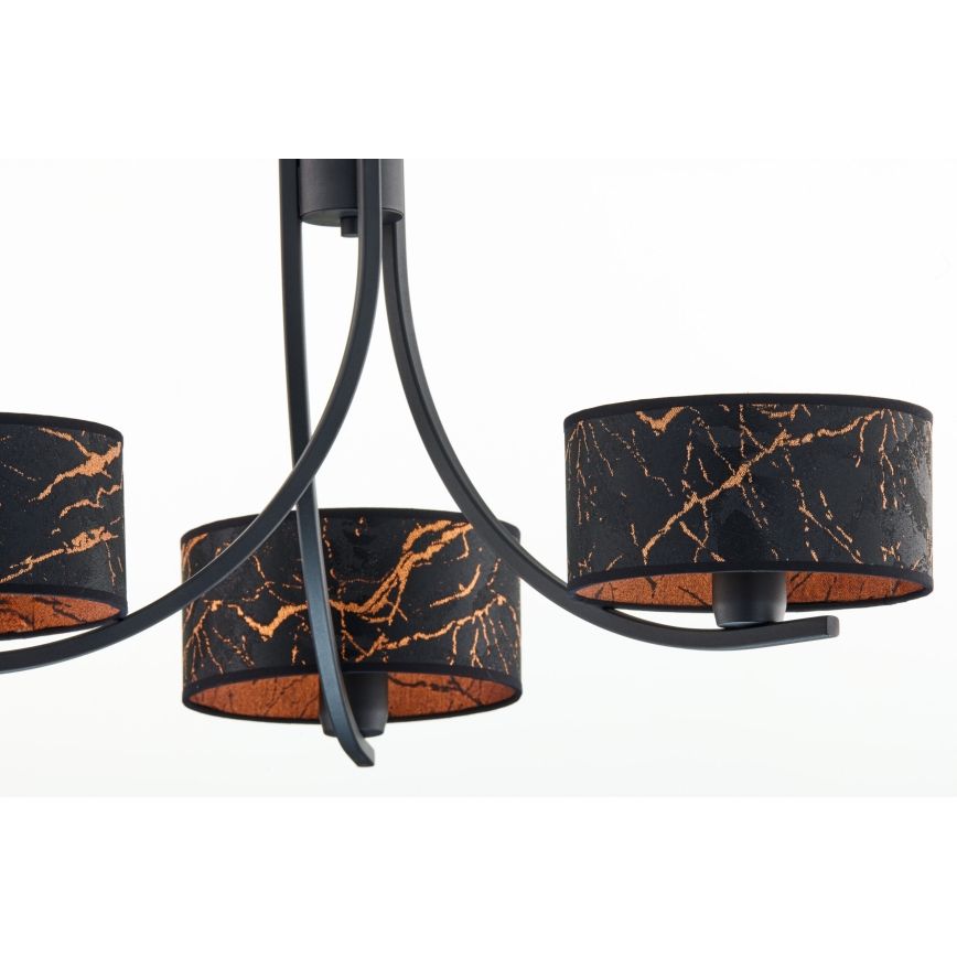 Jupiter 2106 - ARTHUR láncos csillár 3xE27/15W/230V fekete/narancs/márvány dekor