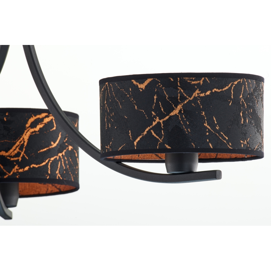 Jupiter 2106 - ARTHUR láncos csillár 3xE27/15W/230V fekete/narancs/márvány dekor