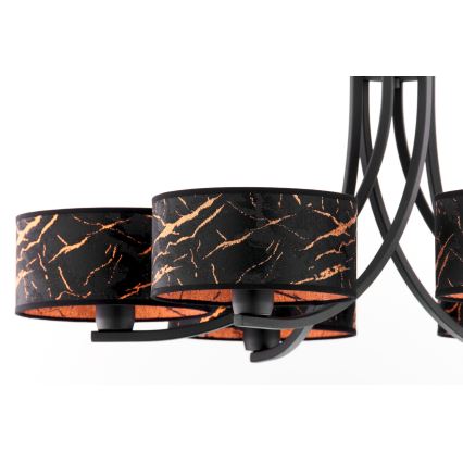 Jupiter 2108 - Láncos csillár ARTHUR 6xE27/15W/230V fekete/narancssárga/márvány dekor