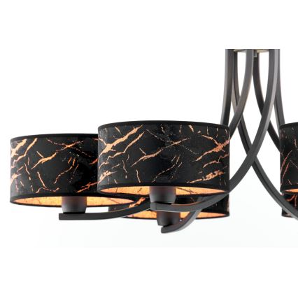 Jupiter 2108 - Láncos csillár ARTHUR 6xE27/15W/230V fekete/narancssárga/márvány dekor