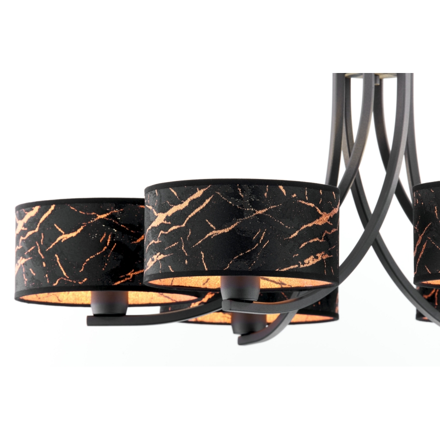 Jupiter 2108 - Láncos csillár ARTHUR 6xE27/15W/230V fekete/narancssárga/márvány dekor