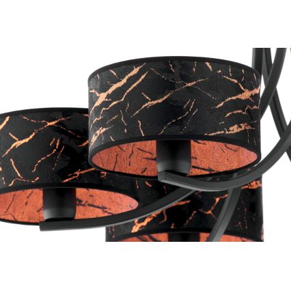 Jupiter 2108 - Láncos csillár ARTHUR 6xE27/15W/230V fekete/narancssárga/márvány dekor