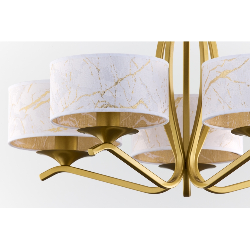 Jupiter 2110 - Rudas csillár KASZMIR 5xE27/15W/230V fehér/arany/márványmintás