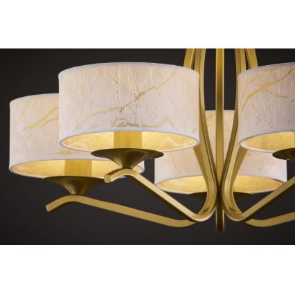 Jupiter 2110 - Rudas csillár KASZMIR 5xE27/15W/230V fehér/arany/márványmintás