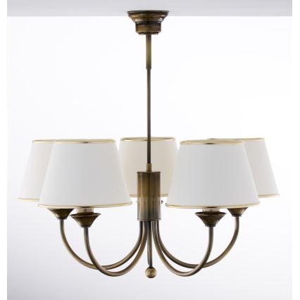 Jupiter 2133 - Csillár rúddal CLASSIC 5xE27/15W/230V bronz/patina/krémszínű