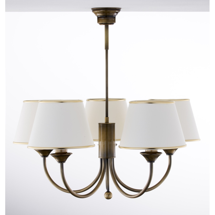Jupiter 2133 - Csillár rúddal CLASSIC 5xE27/15W/230V bronz/patina/krémszínű