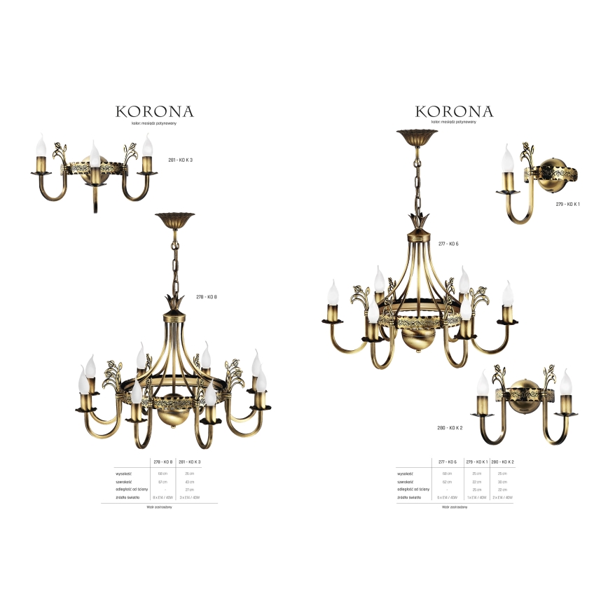 Jupiter 281 - KO K 3 - Fali lámpa KORONA 3xE14/40W/230V