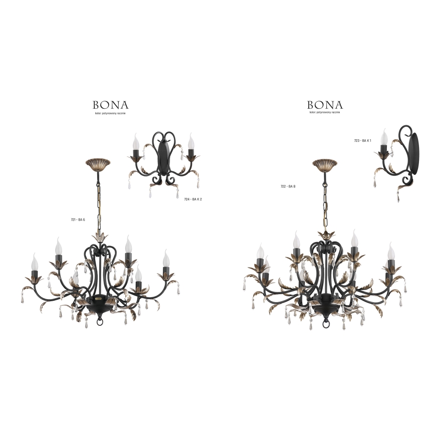 Jupiter 724 - BAK2 - Fali lámpa BONA 2xE14/40W/230V