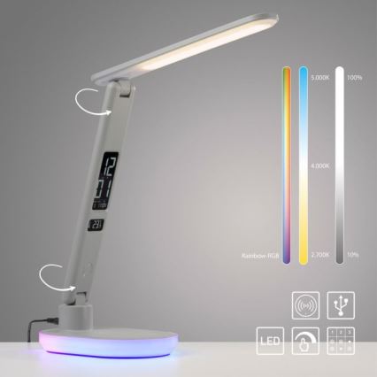 JUST LIGHT. 11018-16 - LED RGBW érintéssel dimmelhető asztali lámpa vezeték nélküli töltéssel TINA LED/4W/230V fehér