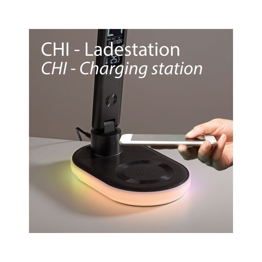 JUST LIGHT. 11018-18 - LED RGBW fényerőszabályozható érintésvezérlésű asztali lámpa vezeték nélküli töltéssel TINA LED/4W/230V fekete