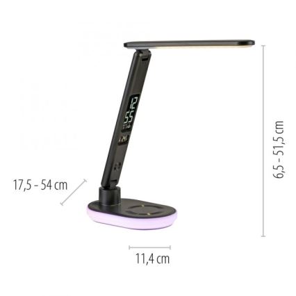 JUST LIGHT. 11018-18 - LED RGBW fényerőszabályozható érintésvezérlésű asztali lámpa vezeték nélküli töltéssel TINA LED/4W/230V fekete