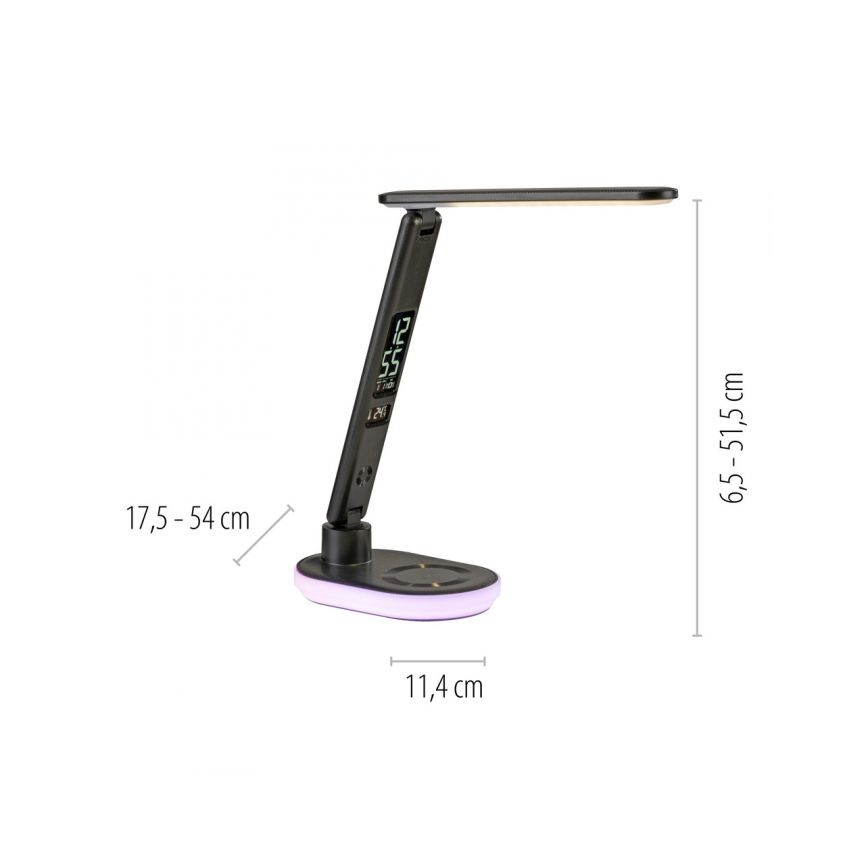 JUST LIGHT. 11018-18 - LED RGBW fényerőszabályozható érintésvezérlésű asztali lámpa vezeték nélküli töltéssel TINA LED/4W/230V fekete