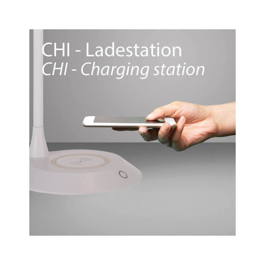 JUST LIGHT. 14414-16 - LED, dimmelhető, hajlítható, érintésvezérelt asztali lámpa vezeték nélküli töltéssel PUCKI LED/4,5W/230V fehér