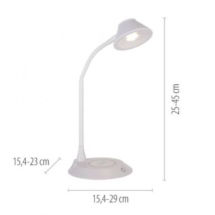 JUST LIGHT. 14414-16 - LED, dimmelhető, hajlítható, érintésvezérelt asztali lámpa vezeték nélküli töltéssel PUCKI LED/4,5W/230V fehér