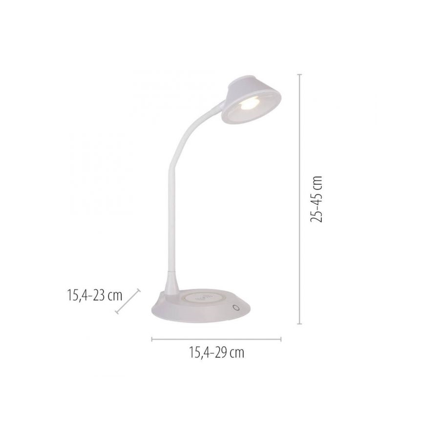 JUST LIGHT. 14414-16 - LED, dimmelhető, hajlítható, érintésvezérelt asztali lámpa vezeték nélküli töltéssel PUCKI LED/4,5W/230V fehér