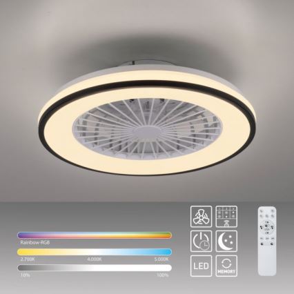 JUST LIGHT. 14447-18 - LED RGBW dimmelhető mennyezeti ventilátor világítással LENO LED/44W/230V 3000-6500K átmérő 48,6 cm fehér + távirányító