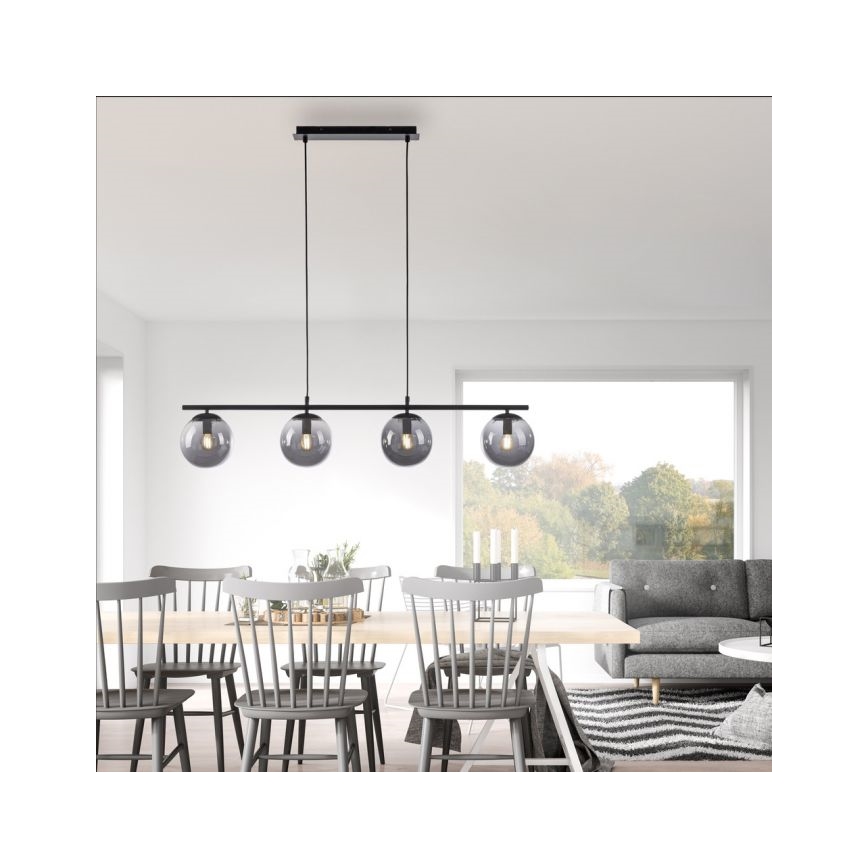 JUST LIGHT. 14604-18 - Csillár zsinóron WIDOW 4xE14/25W/230V fekete