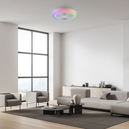 JUST LIGHT. 14623-16 - LED RGBW fényerőszabályozható mennyezeti ventilátor világítással BRENDA LED/22W/230V 3000–6000K átm. 46 cm fehér + távirányító