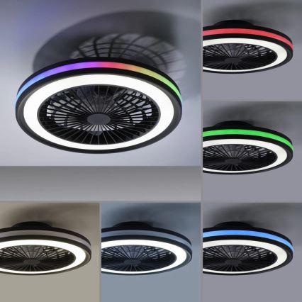 JUST LIGHT. 14649-18 - LED RGBW dimmelhető mennyezeti ventilátor világítással BRANDON LED/36W/230V 2700-5000K átmérő 46,5 cm fekete + távirányító