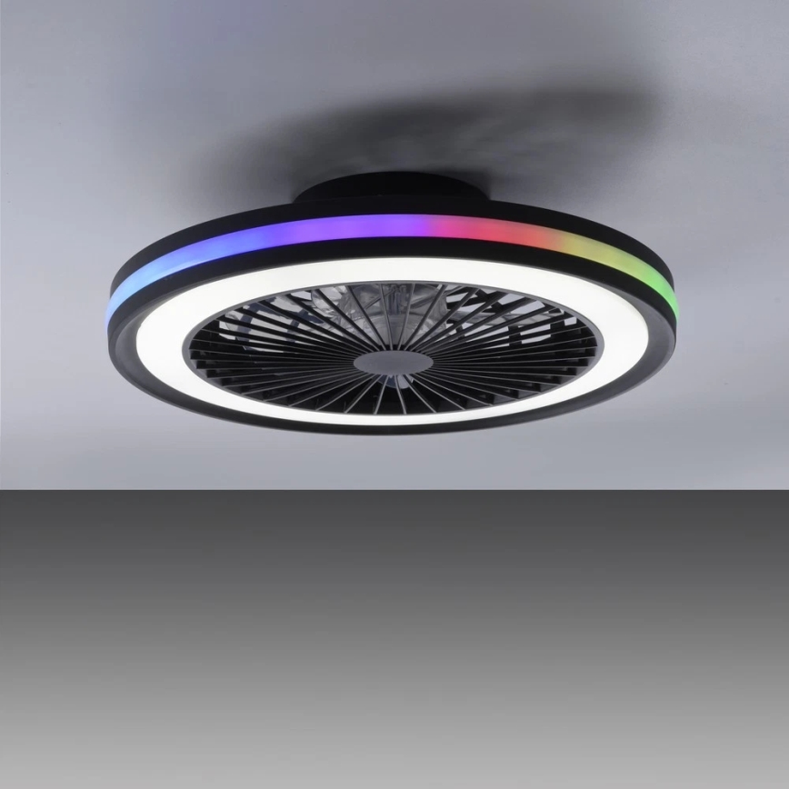 JUST LIGHT. 14649-18 - LED RGBW dimmelhető mennyezeti ventilátor világítással BRANDON LED/36W/230V 2700-5000K átmérő 46,5 cm fekete + távirányító
