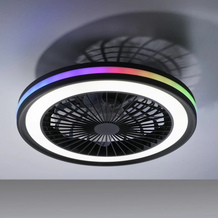 JUST LIGHT. 14649-18 - LED RGBW dimmelhető mennyezeti ventilátor világítással BRANDON LED/36W/230V 2700-5000K átmérő 46,5 cm fekete + távirányító