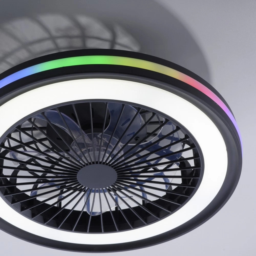 JUST LIGHT. 14649-18 - LED RGBW dimmelhető mennyezeti ventilátor világítással BRANDON LED/36W/230V 2700-5000K átmérő 46,5 cm fekete + távirányító