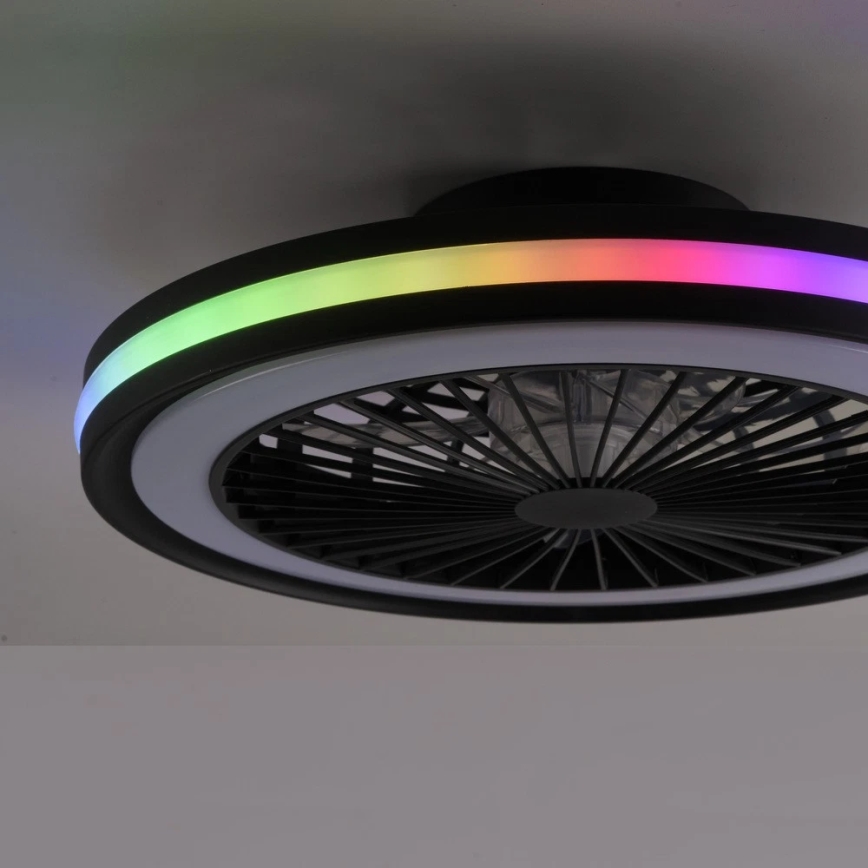 JUST LIGHT. 14649-18 - LED RGBW dimmelhető mennyezeti ventilátor világítással BRANDON LED/36W/230V 2700-5000K átmérő 46,5 cm fekete + távirányító