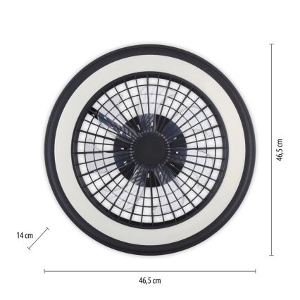JUST LIGHT. 14649-18 - LED RGBW dimmelhető mennyezeti ventilátor világítással BRANDON LED/36W/230V 2700-5000K átmérő 46,5 cm fekete + távirányító