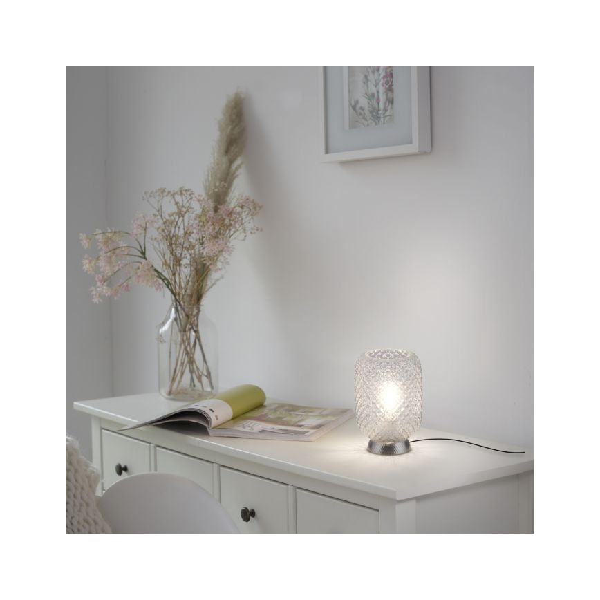 JUST LIGHT. 14906-55 - Asztali lámpa REISHI 1xE27/40W/230V matt króm