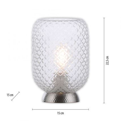 JUST LIGHT. 14906-55 - Asztali lámpa REISHI 1xE27/40W/230V matt króm