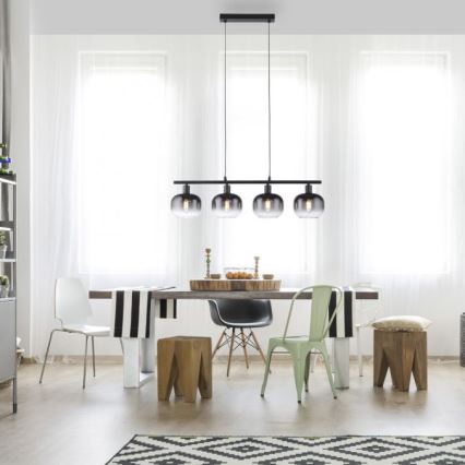 JUST LIGHT. 15421-18 - Csillár zsinóron ZEA 4xE14/25W/230V fekete