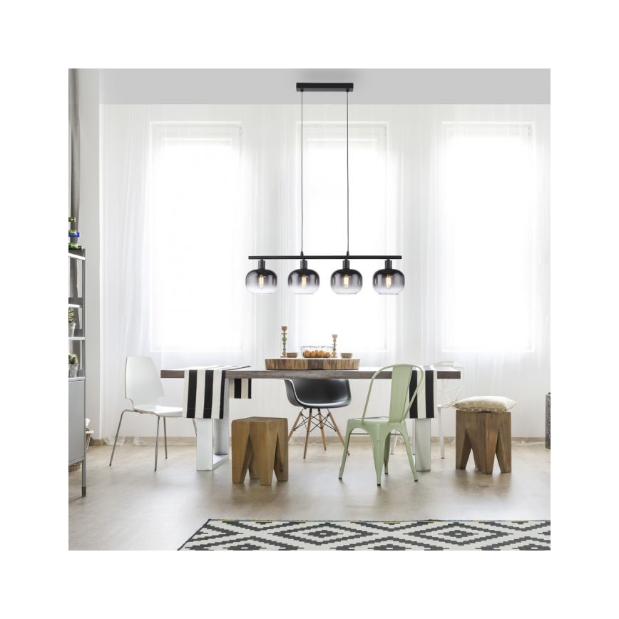 JUST LIGHT. 15421-18 - Csillár zsinóron ZEA 4xE14/25W/230V fekete