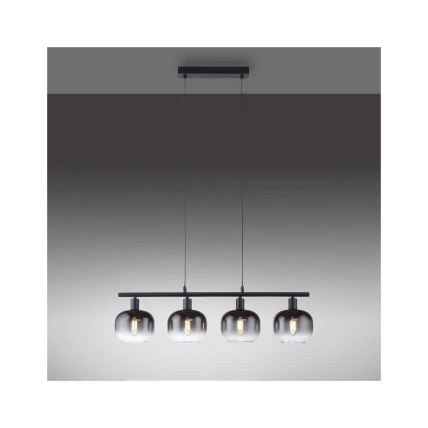 JUST LIGHT. 15421-18 - Csillár zsinóron ZEA 4xE14/25W/230V fekete