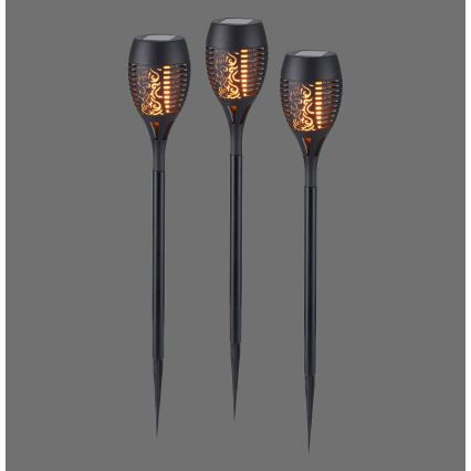 JUST LIGHT. 19106-18-3 - 3 db-os készlet LED napelemes lámpa FACKEL LED/0,24W/1,2V 200 mAh IP44 fekete