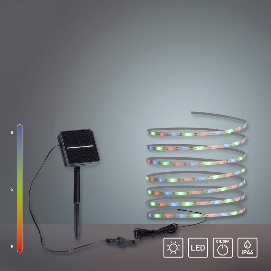 JUST LIGHT. 19971-18 - RGB LED napelemes szalag TEANIA LED/3,7V 5 m 1200 mAh IP44 fekete