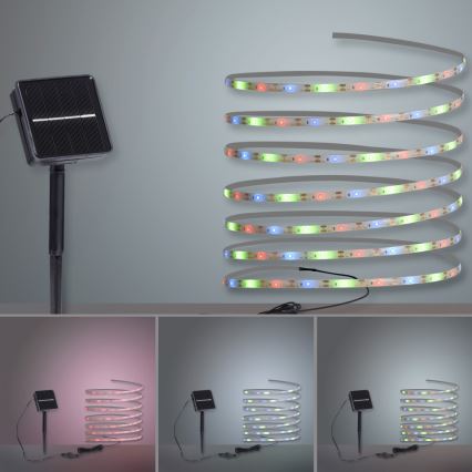 JUST LIGHT. 19971-18 - RGB LED napelemes szalag TEANIA LED/3,7V 5 m 1200 mAh IP44 fekete