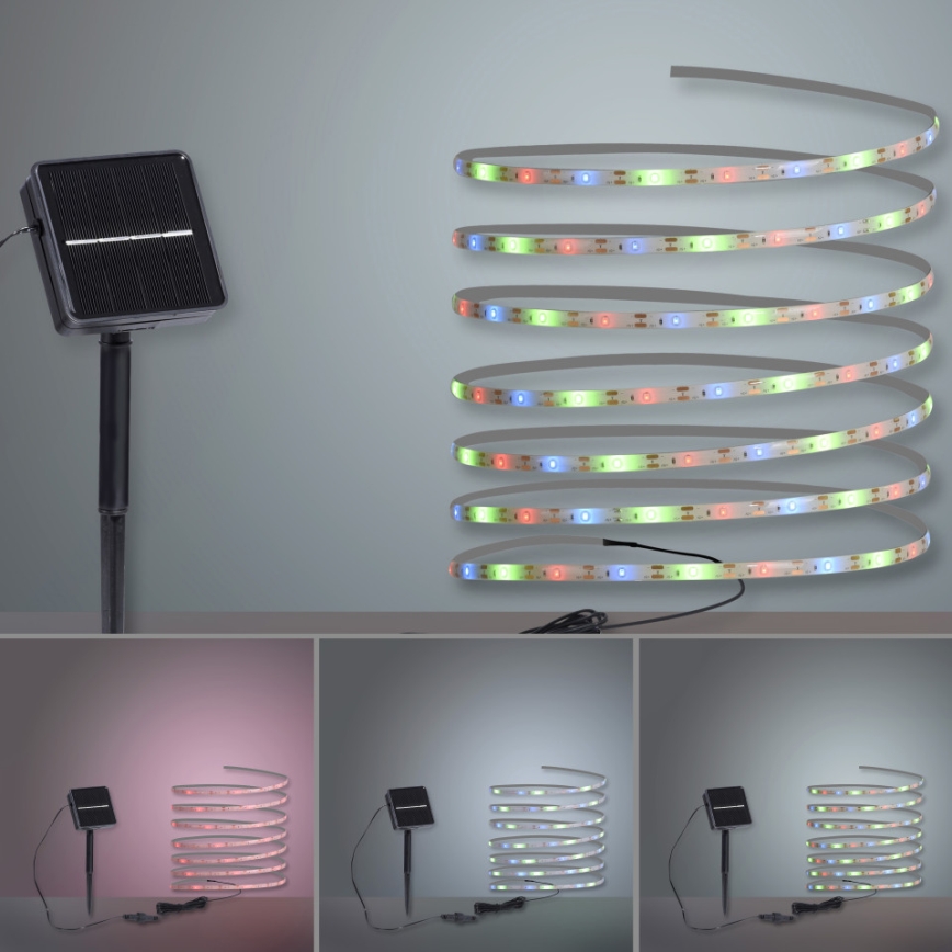 JUST LIGHT. 19971-18 - RGB LED napelemes szalag TEANIA LED/3,7V 5 m 1200 mAh IP44 fekete