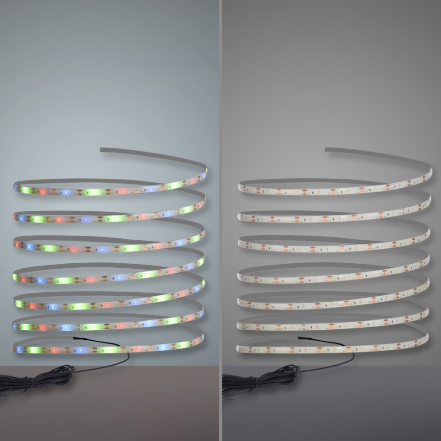 JUST LIGHT. 19971-18 - RGB LED napelemes szalag TEANIA LED/3,7V 5 m 1200 mAh IP44 fekete
