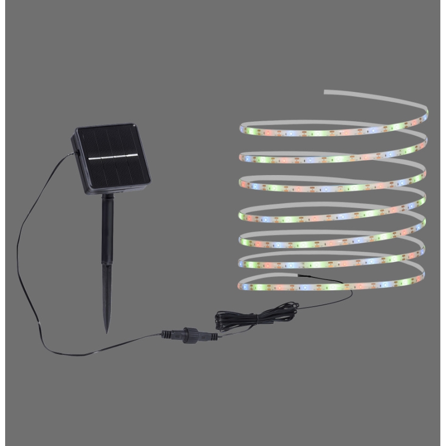 JUST LIGHT. 19971-18 - RGB LED napelemes szalag TEANIA LED/3,7V 5 m 1200 mAh IP44 fekete