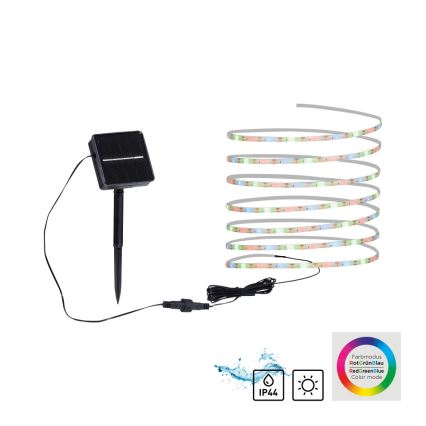 JUST LIGHT. 19971-18 - RGB LED napelemes szalag TEANIA LED/3,7V 5 m 1200 mAh IP44 fekete