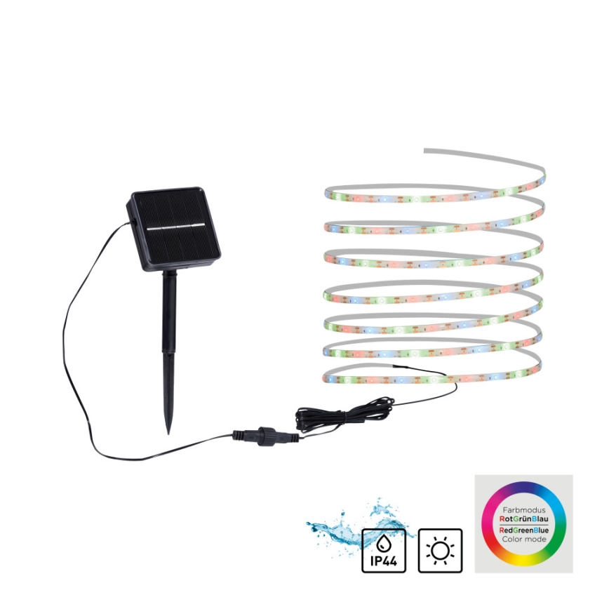 JUST LIGHT. 19971-18 - RGB LED napelemes szalag TEANIA LED/3,7V 5 m 1200 mAh IP44 fekete