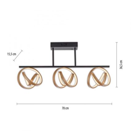 JUST LIGHT. 6245-18 - LED Dimmelhető felületre szerelhető csillár LOOP 3xLED/11W/230V 2700-5000K + távirányítás