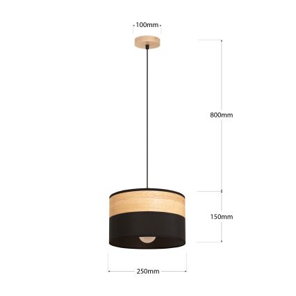 Kábelcsillár ALBA 1xE27/15W/230V Ø 25 cm fekete/barna