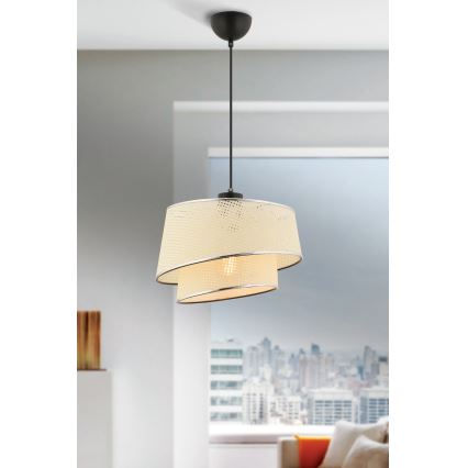 Kábelcsillár BARETTE 1xE27/60W/230V krémszínű/fényes króm