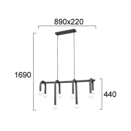 Kábelcsillár DELORI 8xG9/28W/230V fekete